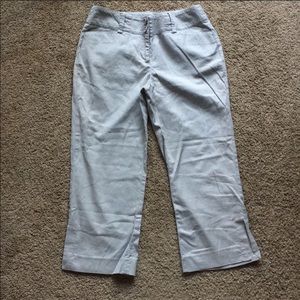 Cabi Cropped Linen Grey Pants size 4